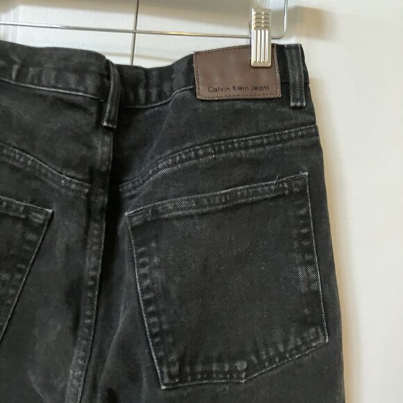 Y2K Calvin Klein Easy Fit Jeans Womens 32 Black Tapered High Rise Cropped - Picture 6 of 11